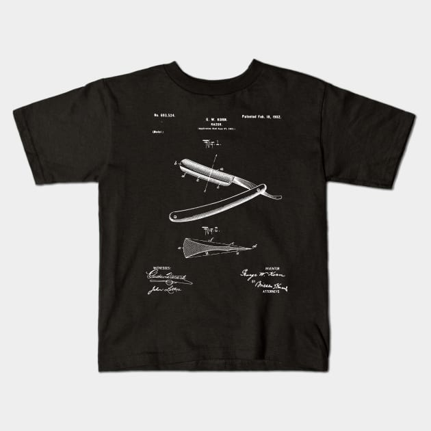 Razor patent blueprint Kids T-Shirt by Anodyle